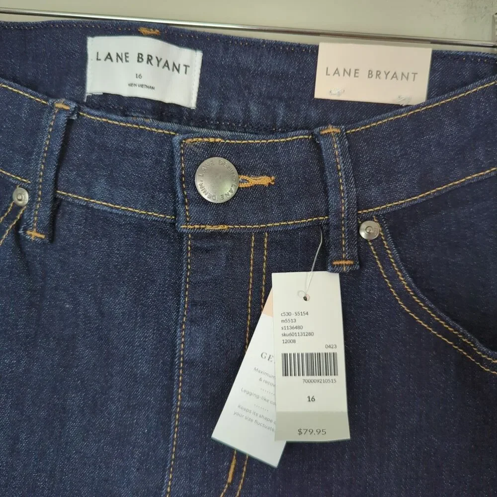 Lane Bryant NWT Dark Wash Mid Rise Cropped Flare Jeans Size 16 Magic Waistband